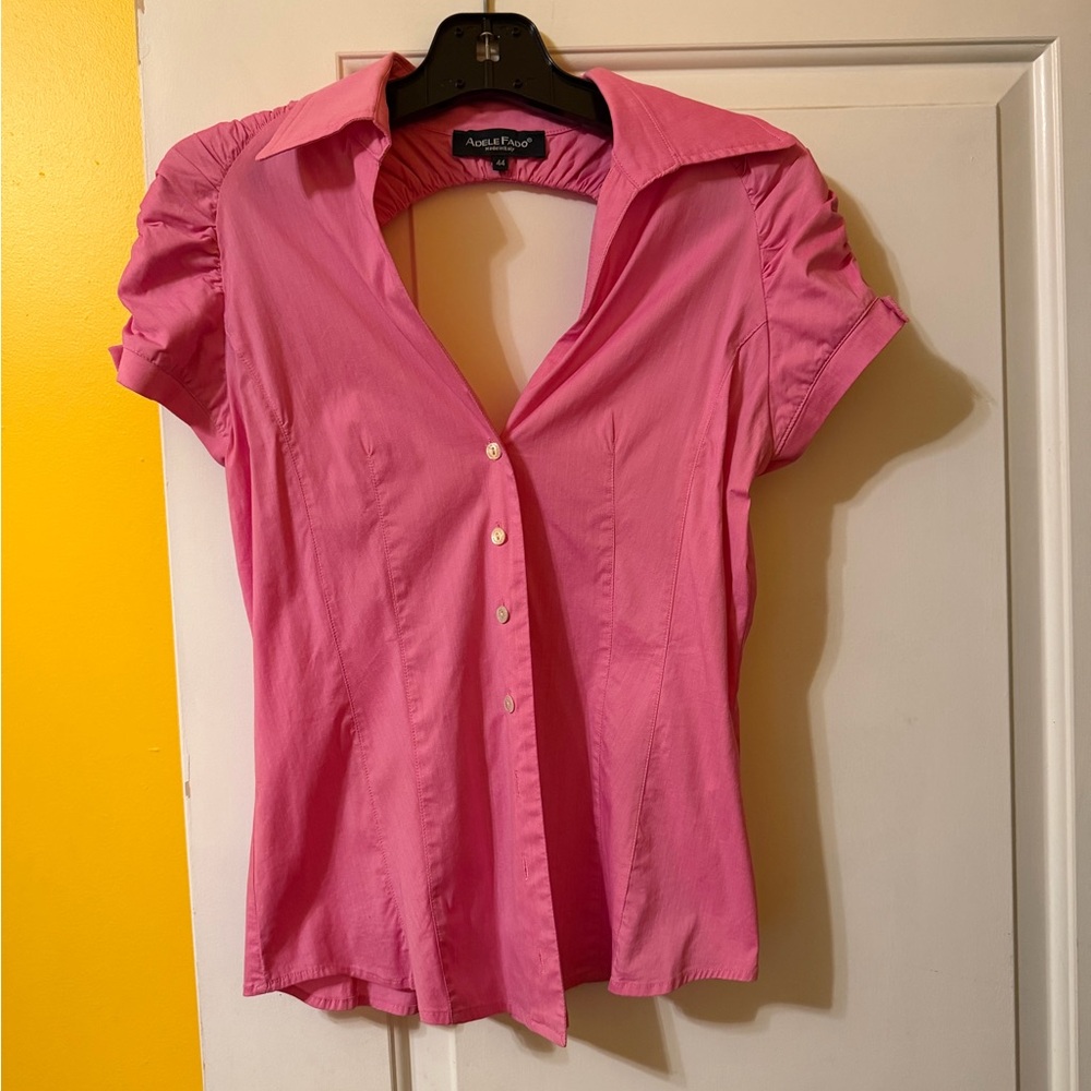 August Silk Women's Pink Button-Down Shirt